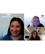 A zoom call with three women Text reads "Emergency Care Improvement Support Team"