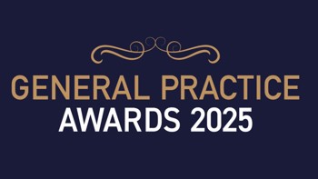Dark blue background with "General Practice Awards 2025" in bold gold and white text.