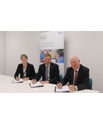 CONTRACT SIGNED: From left to right, Charlotte Jackson, CEO of MEDITECH International; Russ Favager, Interim Chief Executive at Mid Cheshire Hospitals NHS Foundation Trust; Ged Murphy, Chief Executive of East Cheshire NHS Trust