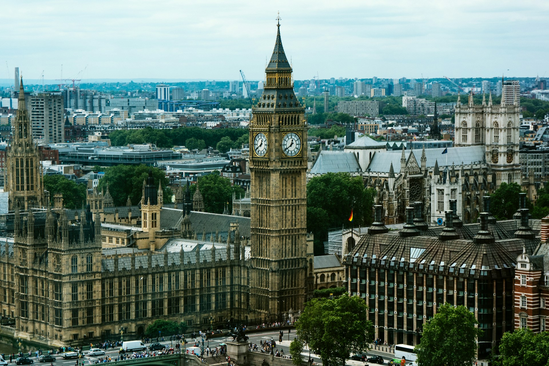 Aerial view of the Palace of Westminster