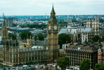Aerial view of the Palace of Westminster
